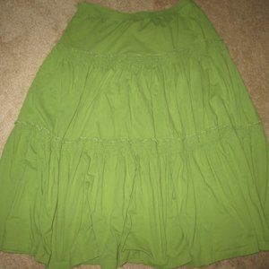 Skirt, 100% Cotton, Green, Large Petite